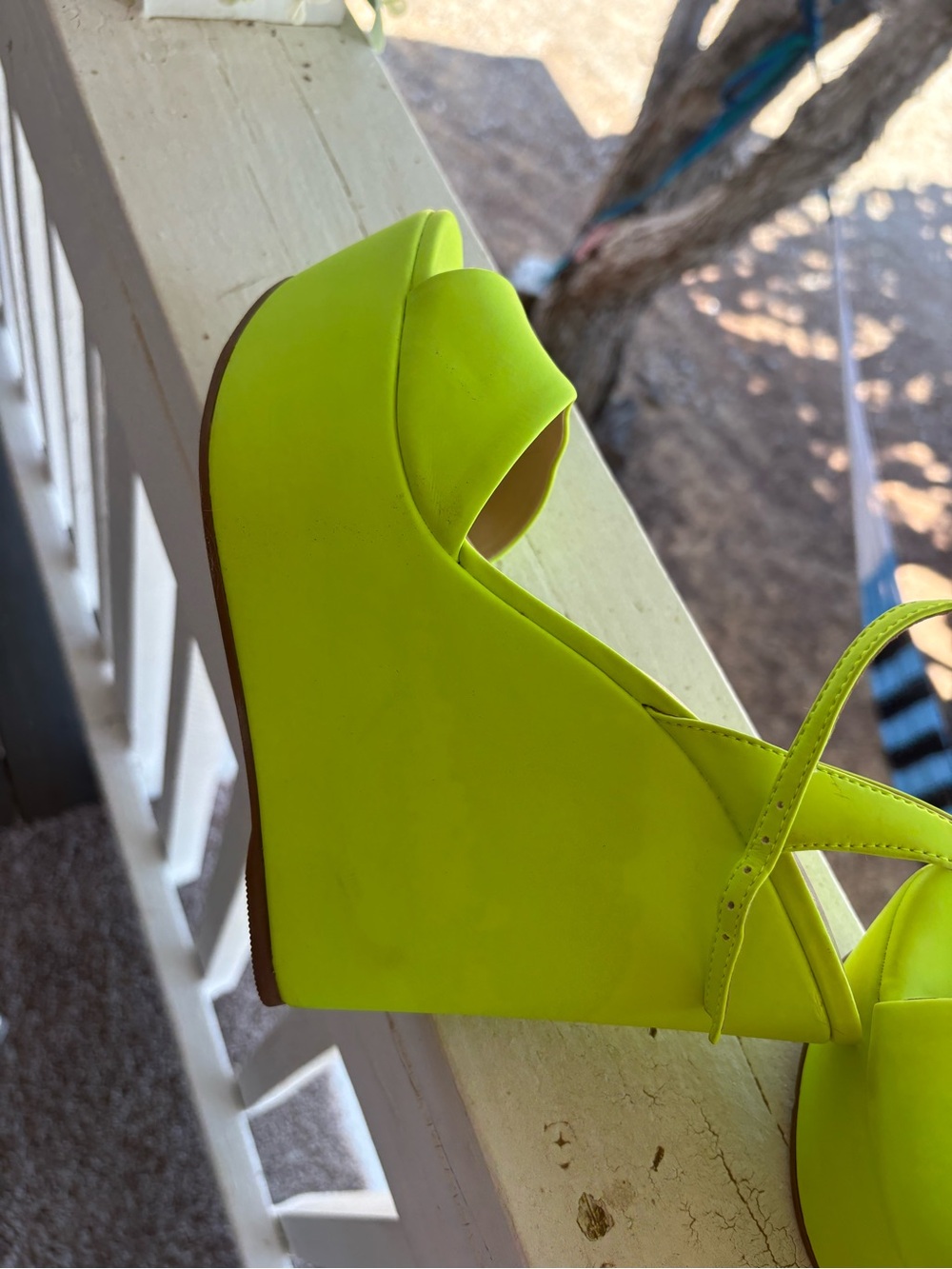 Aldo Neon Yellow Platform Wedge Sandals